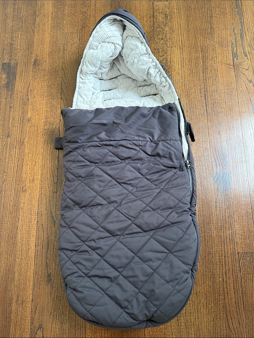 Men’s Quilted Gray/Black Footmuff - Insulated Hooded Bag